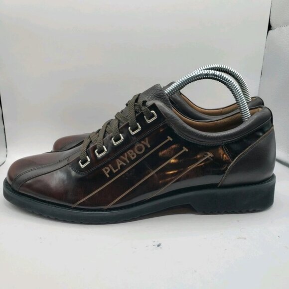 Playboy Leather Mens Size 8 255 Lace-up Burgundy Dress Shoes - Picture 1 of 9